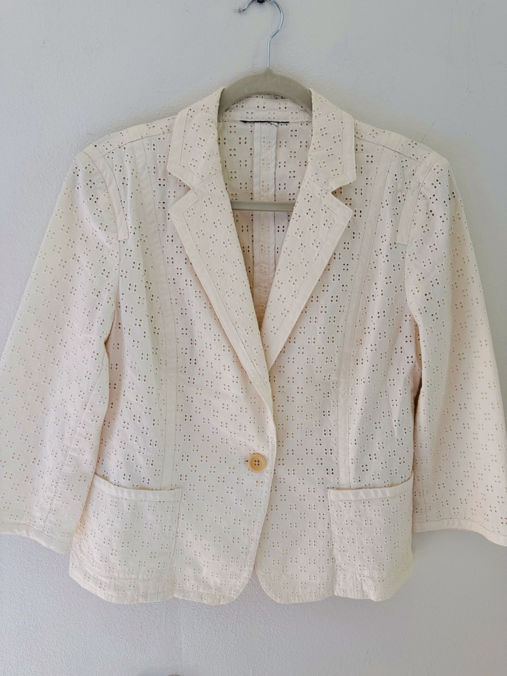 Talbots Women’s Eyelet Blazer Jacket in Cream Size Small